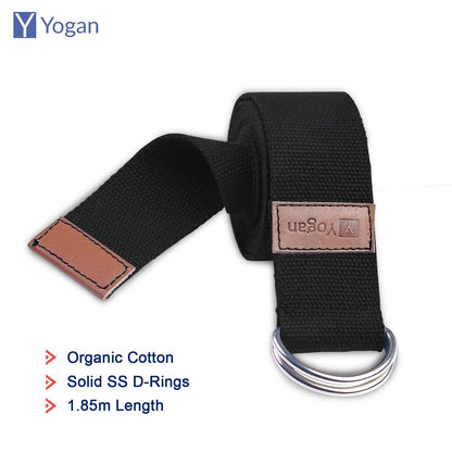 Yogan Yoga Bolster with a Yoga Belt/Strap | Natural Buckwheat Hulls Filling | Outer Cover (Could be Removed and Washed) - Made of 100% Organic Cotton