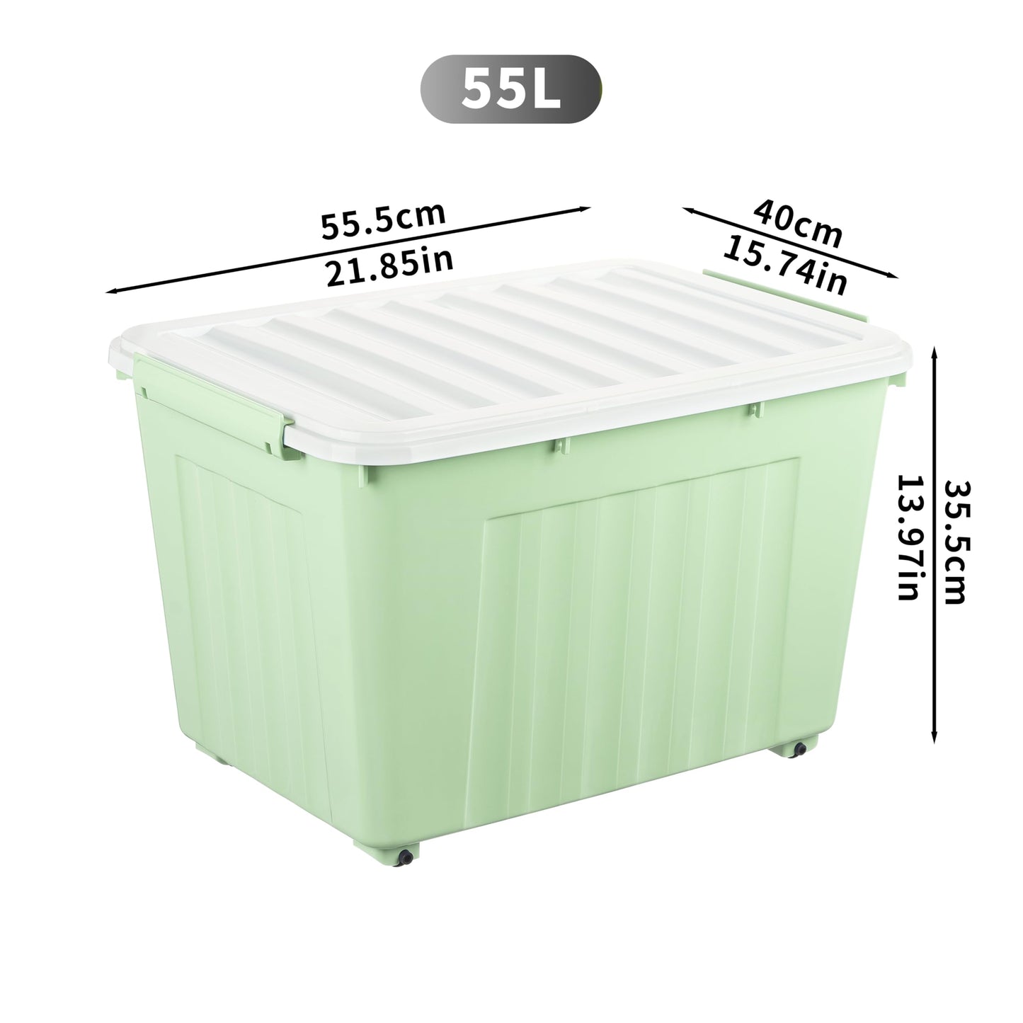 Cetomo 55L*6 Storage Boxes with Lids, Plastic Storage Box with Wheels and Secure Side Latches, Stackable & Nestable Organizer for Home, Office