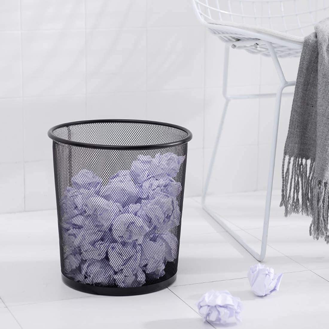 Tebery 4 Pack Mesh Waste Paper Bin, 12 Litres Metal Mesh Wastebasket, Mesh Trash Can Rubbish Bin, Waste Basket Garbage Can for Bathrooms, Kitchens