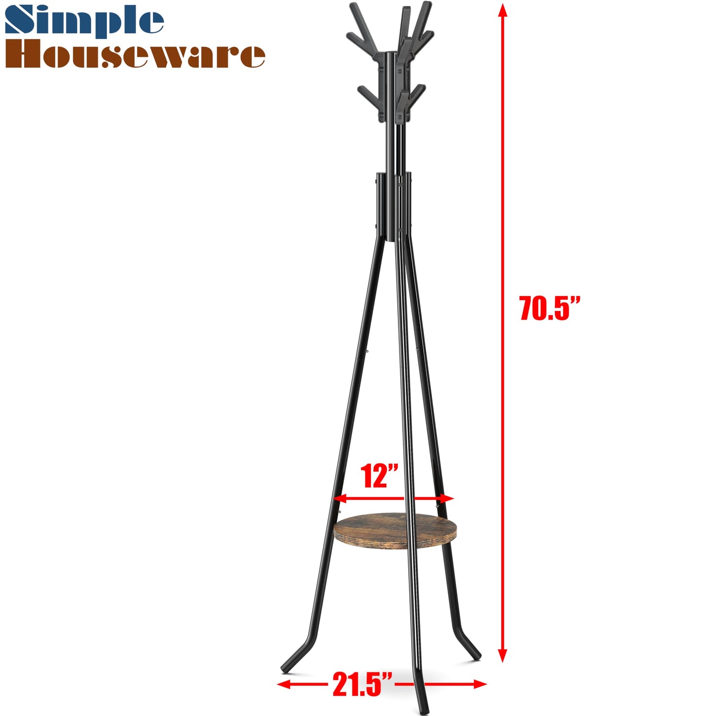 Simple Houseware Freestanding Coat Rack With Shelf, Black