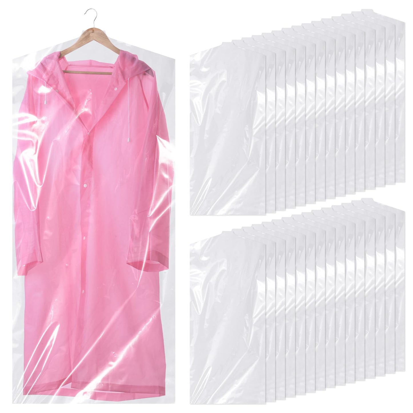 Hejo 30 Pack Plastic Clothes Covers, 60x140cm Dry Cleaning Bags