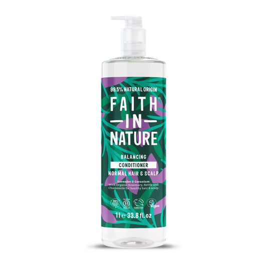 Faith In Nature 1L Natural Lavender & Geranium Conditioner, Balancing for Normal Hair & Scalp, Vegan & Cruelty Free, No SLS, Silicones or Parabens,