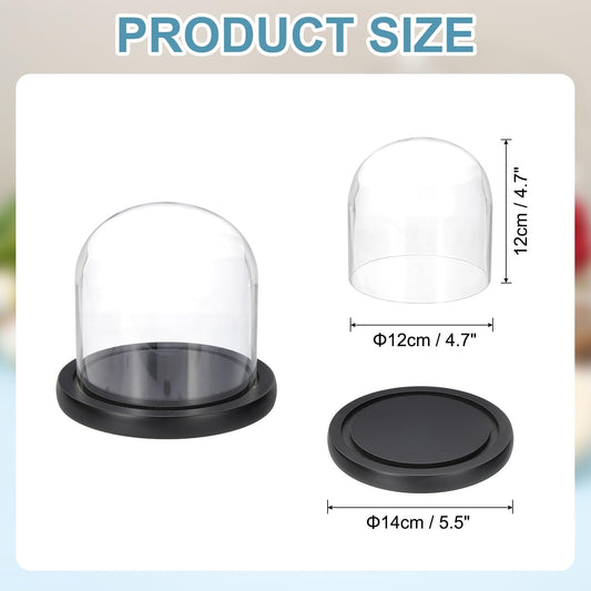 sourcing map Glass Cloche Display Dome, 4.7" x 4.7" Glass Dome Display Case Wood Base Tabletop Jar Case Decorative Bell Jar for Plant Home Decor