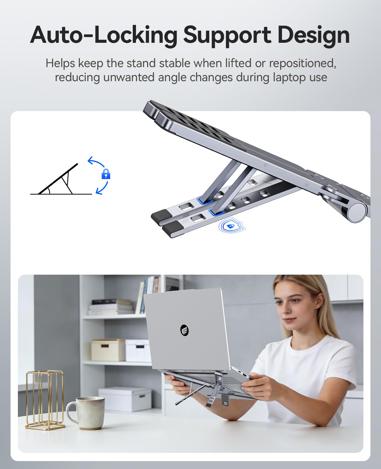 ORICO Portable Laptop Stand for Travel & Desk, Ultra-Compact Foldable Aluminum 3-in-1 Riser for Laptop, Tablet & Phone, 5 Adjustable Heights
