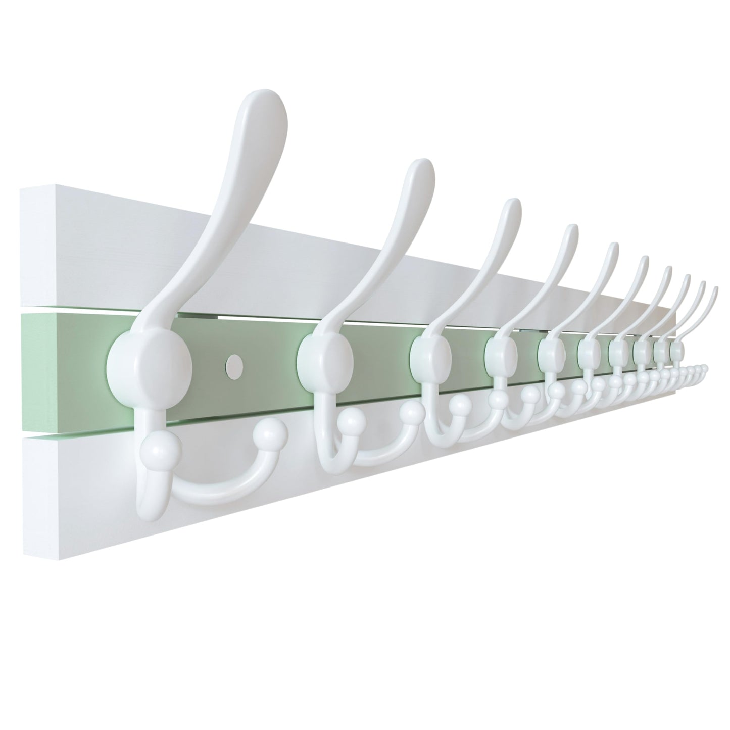 SKOLOO Coastal Wall Mounted Coat Rack - 38-1/8" Beach House Entryway Wooden Coat Hook with 10 Hooks for Hanging Coats, Hats or Towels