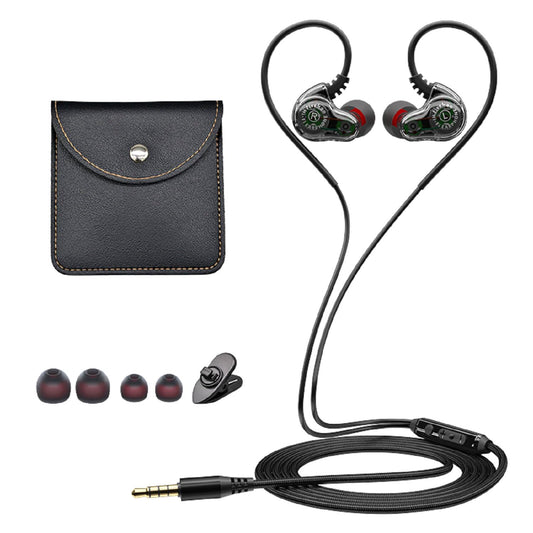Holiper 3.5mm Jack Dual Driver Wired Headphones with Inline Microphone, 1.2m Braided Cable Plug in Earphones with Hook, Wrap Around Over Ear Small