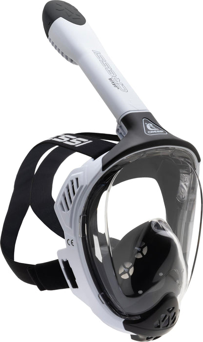 CRESSI Java Full Face Mask White/Black S/M-Unisex Full Face Snorkel Mask, Ultra Clear Anti Fog Lens, 100% Silicone, Snorkel Dry with Safety Valves,