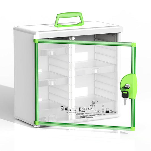 Glosen Lockable Medicine Cabinet Organizer, Bathroom Medicine Storage Box Wall-Mounted, Portable Medication Lock Box with Key 13.58 * 6.5 * 12.4 Inch