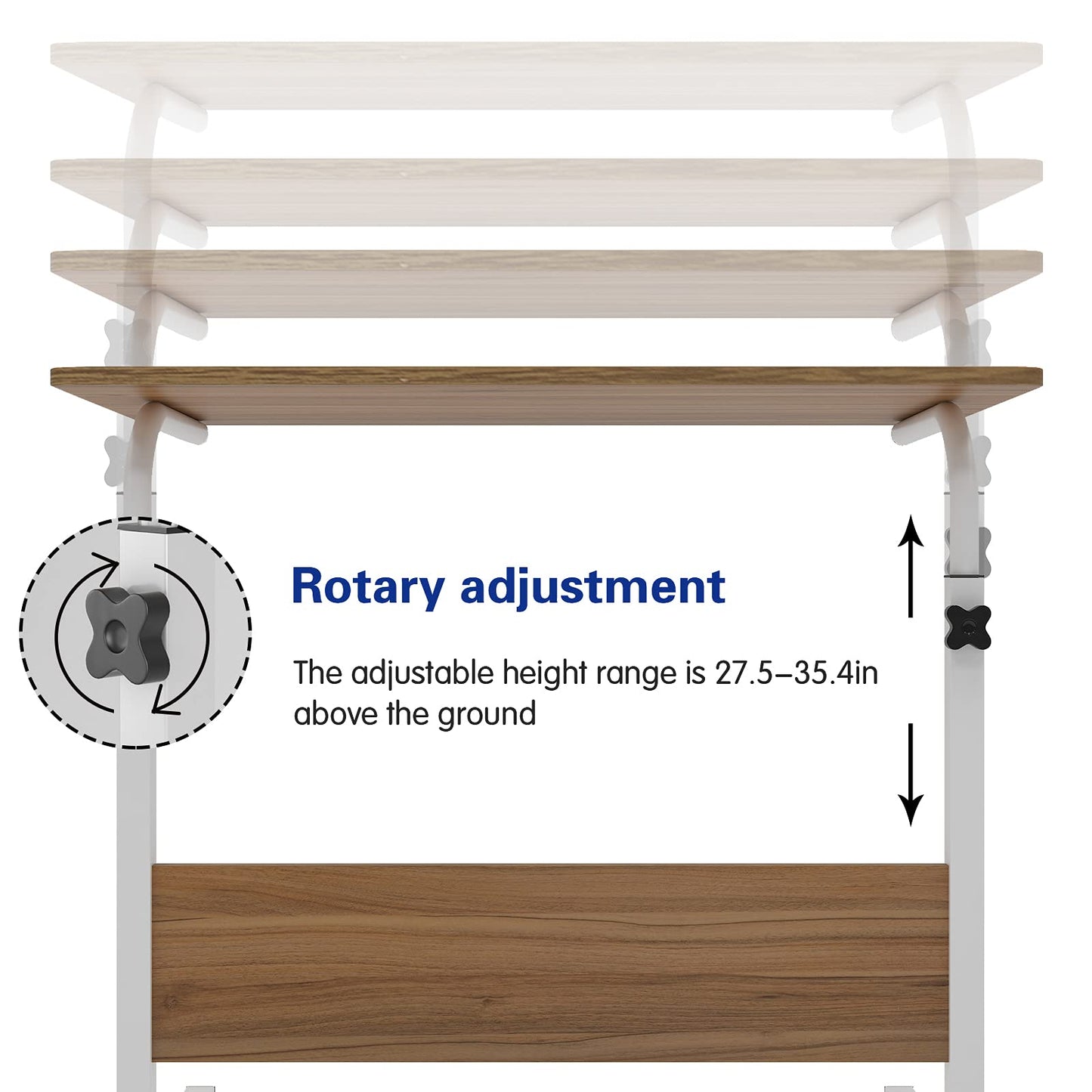 sogesfurniture Laptop Table Height Adjustable, Mobile Laptop Stand Coffee Table Side Table, portable Laptop Desk Tray for Sofa, Bed, Balcony, Garden