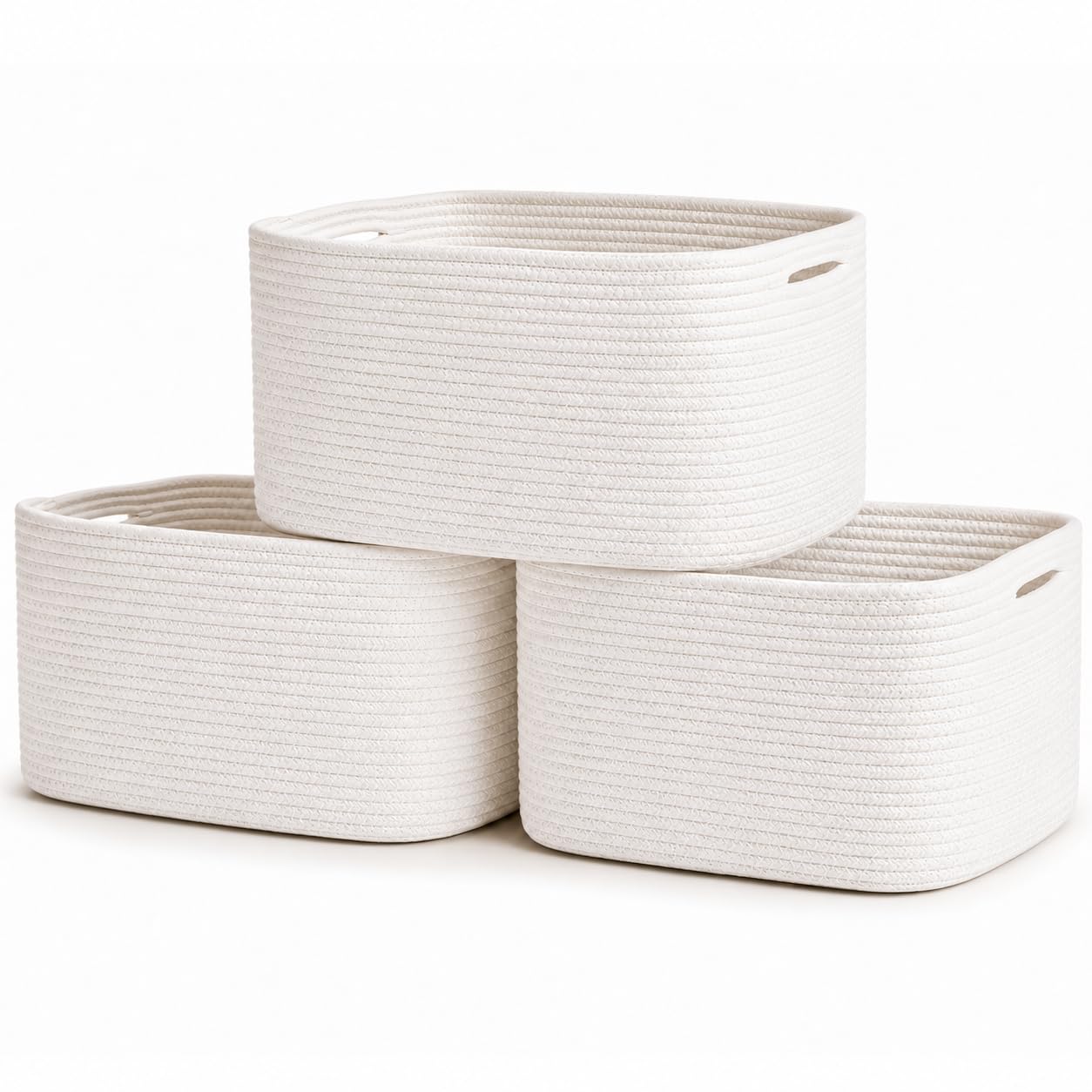 OrganiHaus Set of 3 White Basket for Towel Storage | Bathroom Storage Baskets for Shelves | Blanket Basket for Living Room