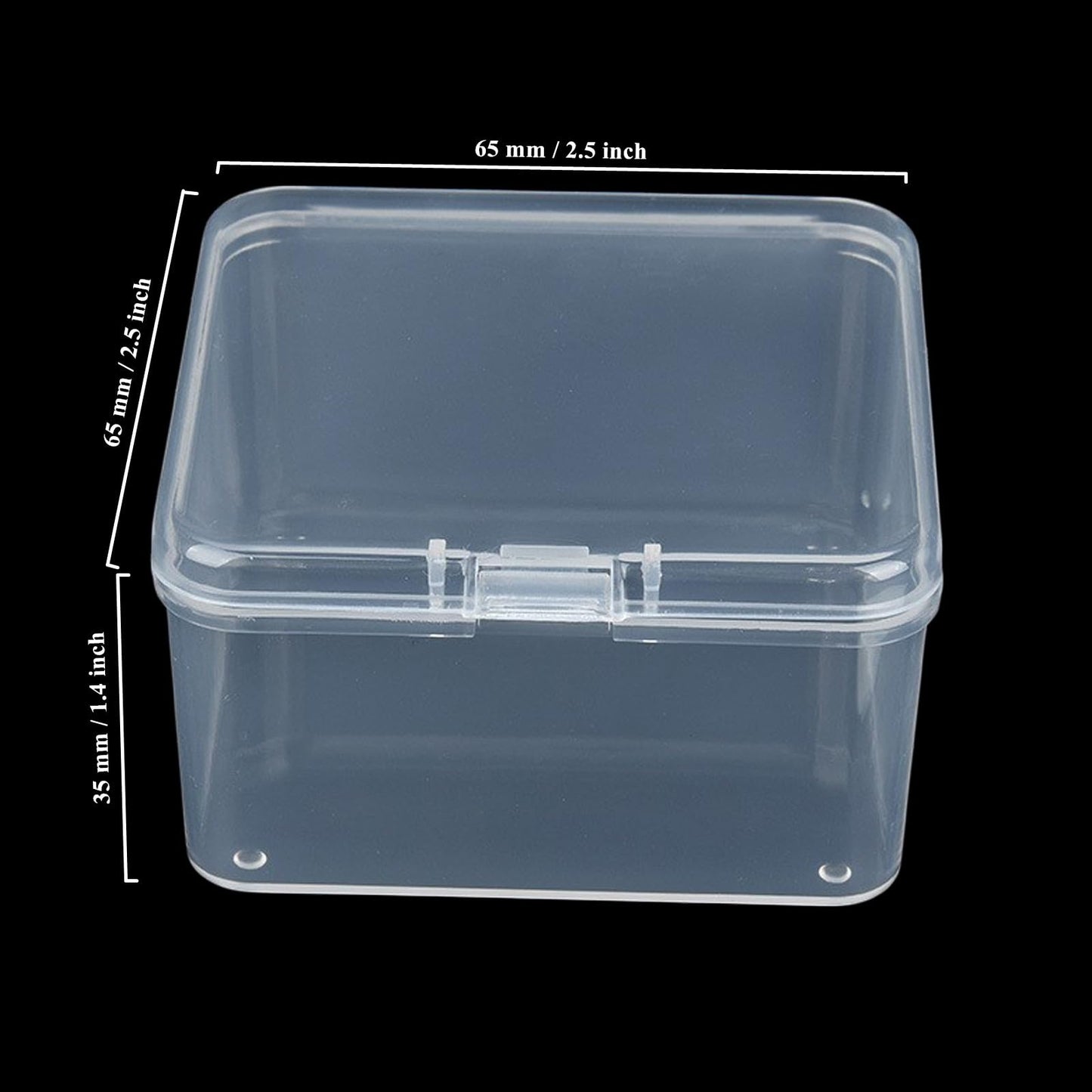 LJY Clear Square Plastic Boxes, 60 Pack, 6.5 x 6.5 x 3.5 cm