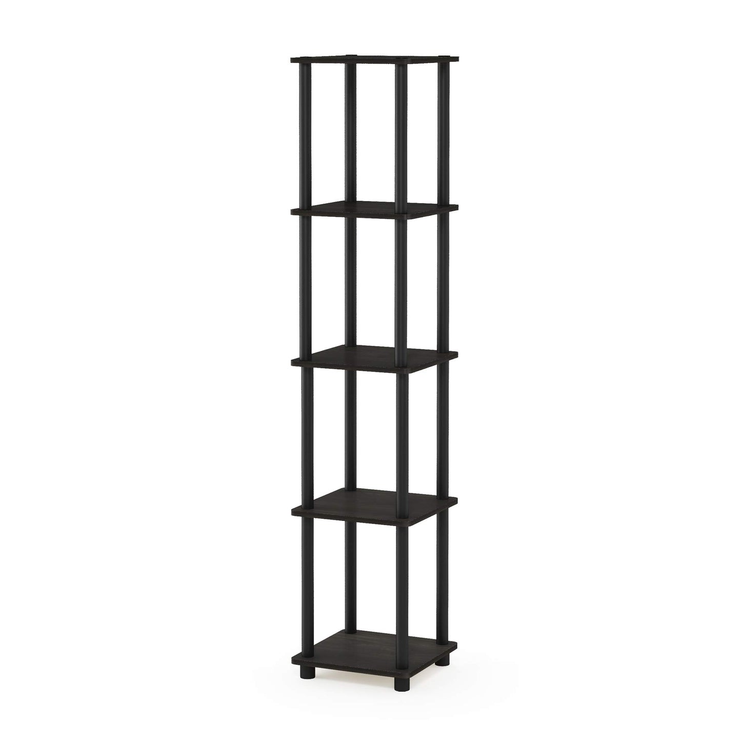 Furinno TURN-N-TUBE Storage Shelves, 5-Tier Square Book Shelf, Corner Shelf, Toolless Open Shelves, Round Tubes, for Organization and Storage
