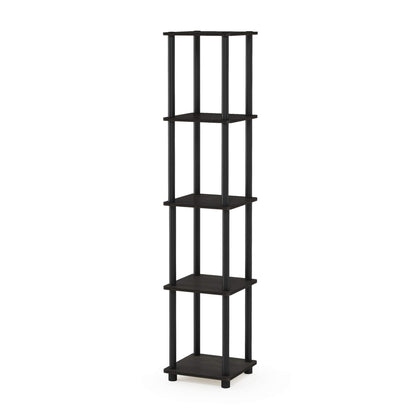 Furinno TURN-N-TUBE Storage Shelves, 5-Tier Square Book Shelf, Corner Shelf, Toolless Open Shelves, Round Tubes, for Organization and Storage