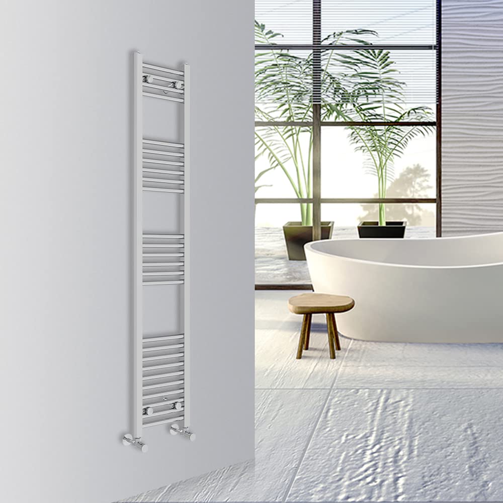 Warmehaus Straight Bathroom Heated Towel Rail Warmer 1600x300mm Chrome