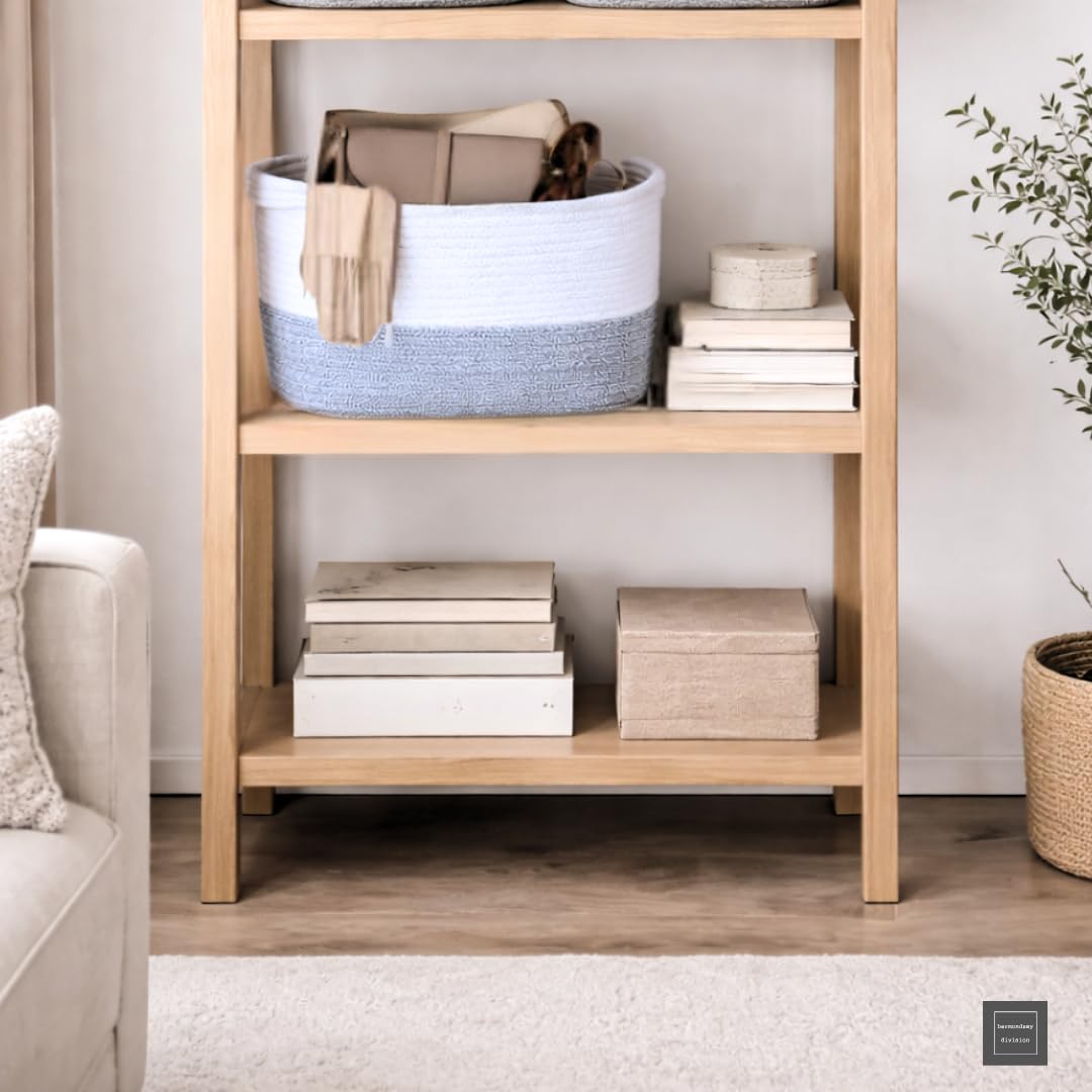 Bermondsey Division Cotton Rope Storage Basket with Handles 23L – Decorative Woven Organiser for Living Room, Bedroom, Bathroom & Nursery