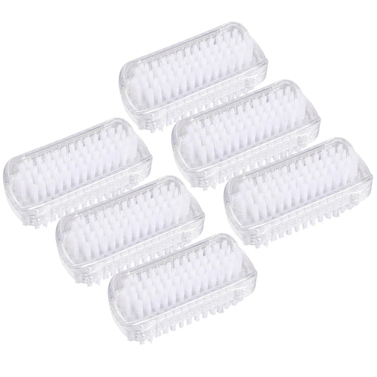 Larcele 6pcs Nail Brush Double Sided Plastic Hand Scrubbing Cleaning Brush for Cleaning Hand Toes Nail Home Garden Salon use MJS-04 (Transparent)