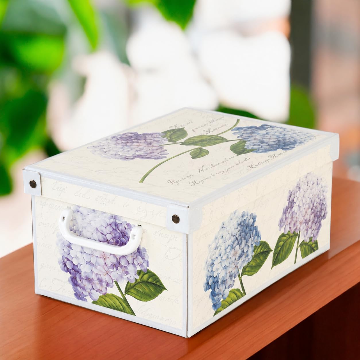 Lavatelli Set of 4 Cardboard Storage Boxes with Lid Hydrangeas 25x35x17.5cm