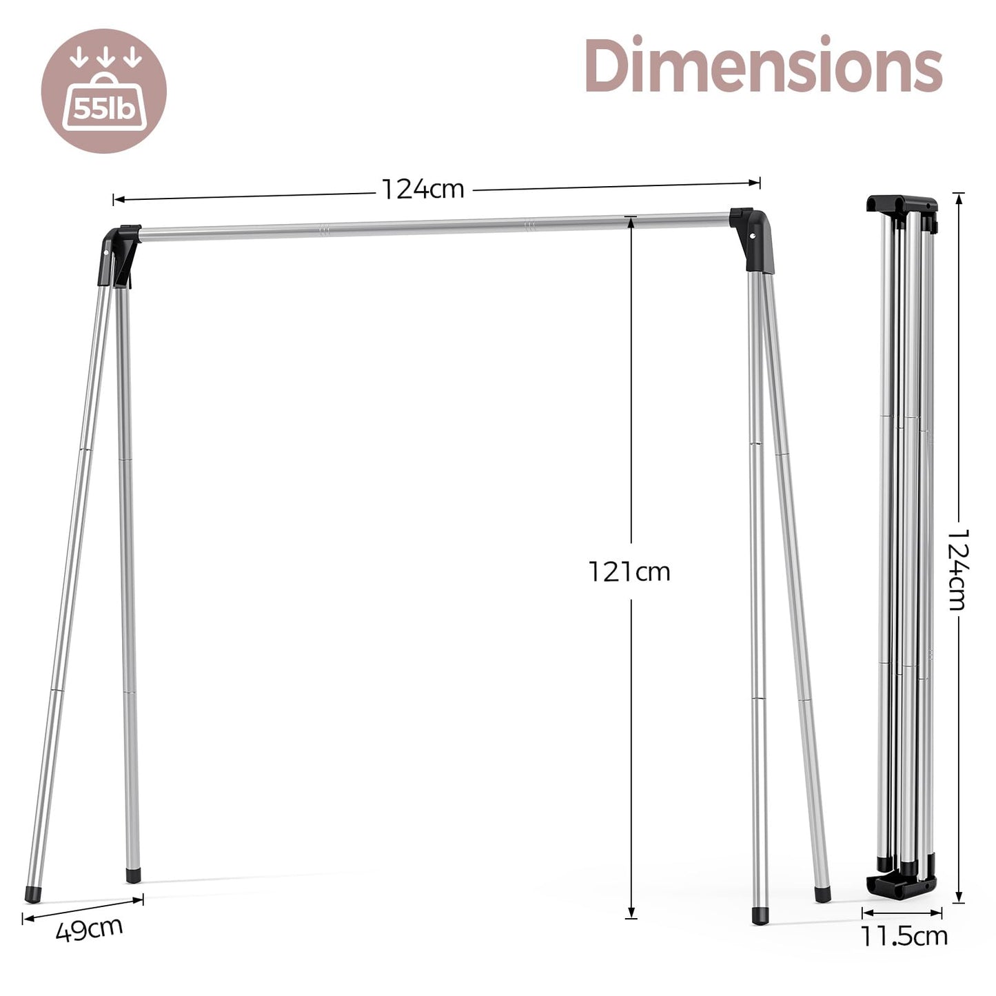 SYKIARIOL Stainless Steel Clothes Rail, Collapsible Drying Rack