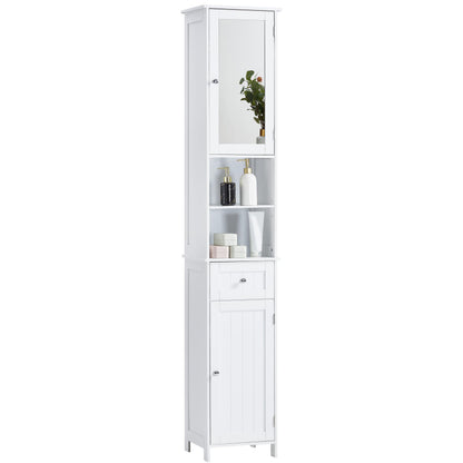 Bath Vida Priano Freestanding 2 Door Mirrored Tall Storage Cabinet, White