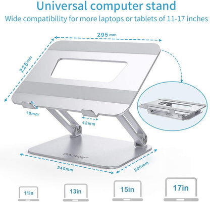ONIVIB Laptop Computer Stand, Adjustable Tablet Holder Desk, Foldable Wide Compatible10-17 inches Computer Lapdesks, for MateBook Notebook-Silver