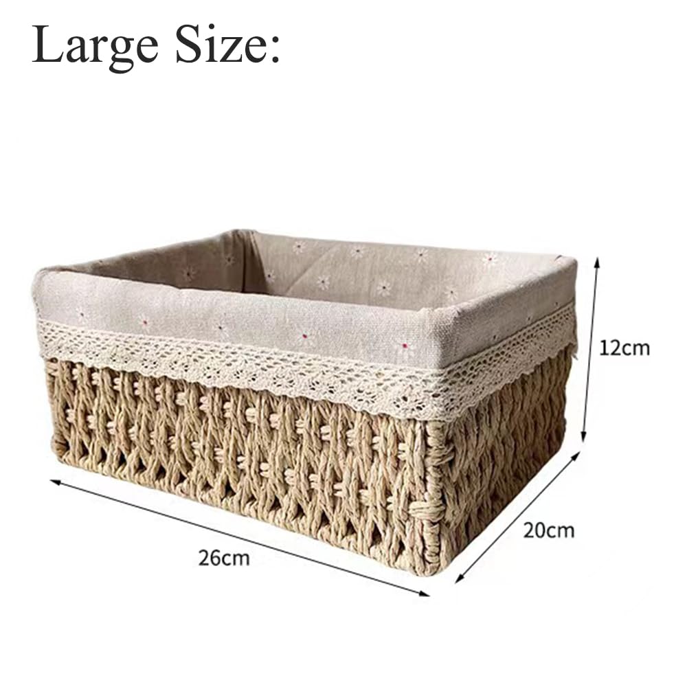 Seagrass Set of 3 Rectangular Storage Baskets (Daisy Style)