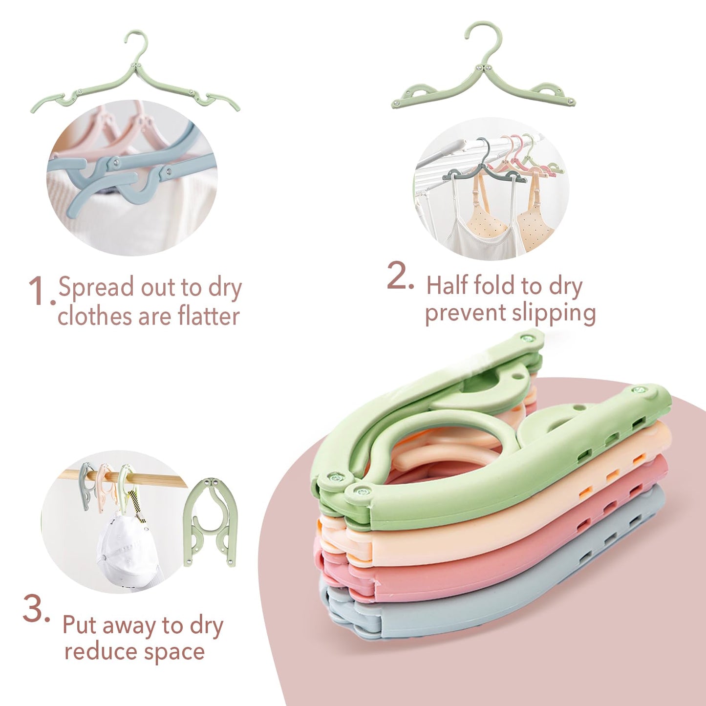 Uwiyo Travel Hangers, 20 Pcs Folding Clothes Hangers Portable Plastic Clothes Coats Hangers for Home Travel Holiday Camping Outdoor Camping