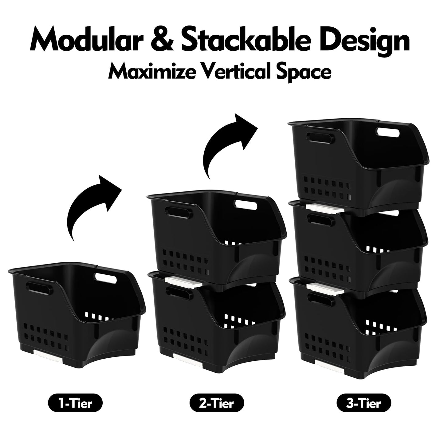 Zopnny 3-Tier Stackable Storage Baskets, Open Front Organizer