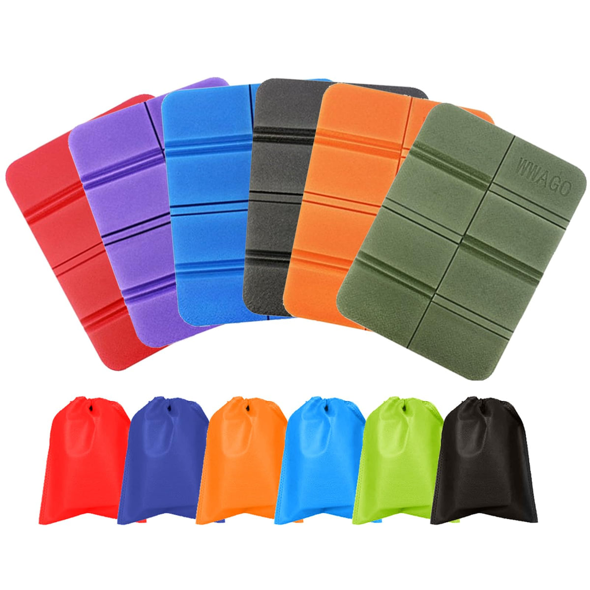 SJDOFU Folding Foam Sit Mat, 6 PCS Mat Hiking with 6 Color Storage Bags