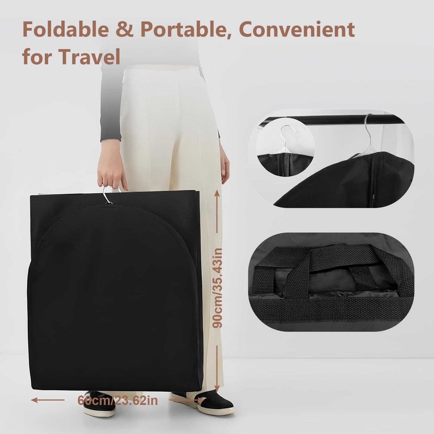 AMFUN 2 PCS Dress Bag,Full Length Travel Suit Bag with Zipper, Dust-proof Clothes Covers Protector Bags,Gown Garment Bag for Long Dresses, 180×60 cm