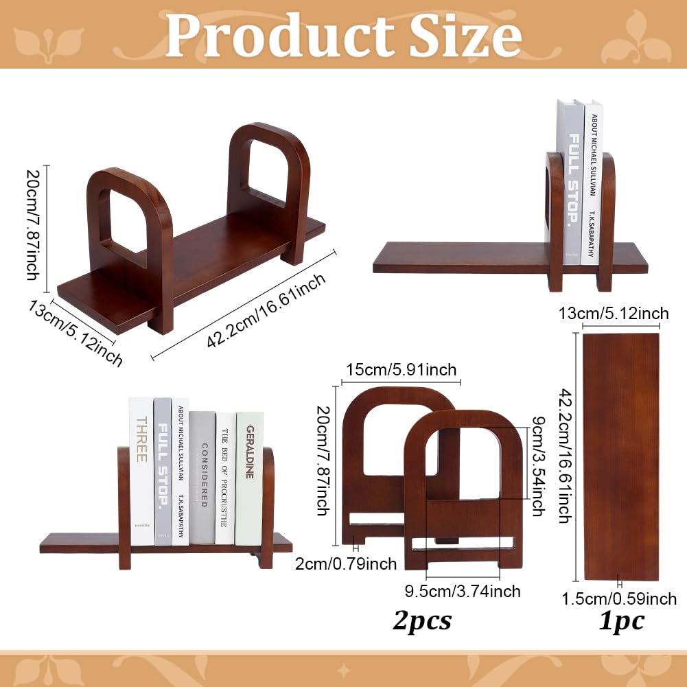 PH PandaHall Adjustable Desktop Bookshelf, Wooden Tabletop Book Organizer Desk Shelf Storage Rack Desktop Bookcase for Home Office Dorm Study Room
