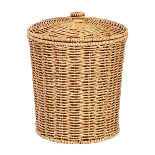 PRETYZOOM Portable Laundry Basket with Lid Woven Storage Bin for Dirty Clothes Sundries and Household Organizing 11X9X9 Inch Compact Container