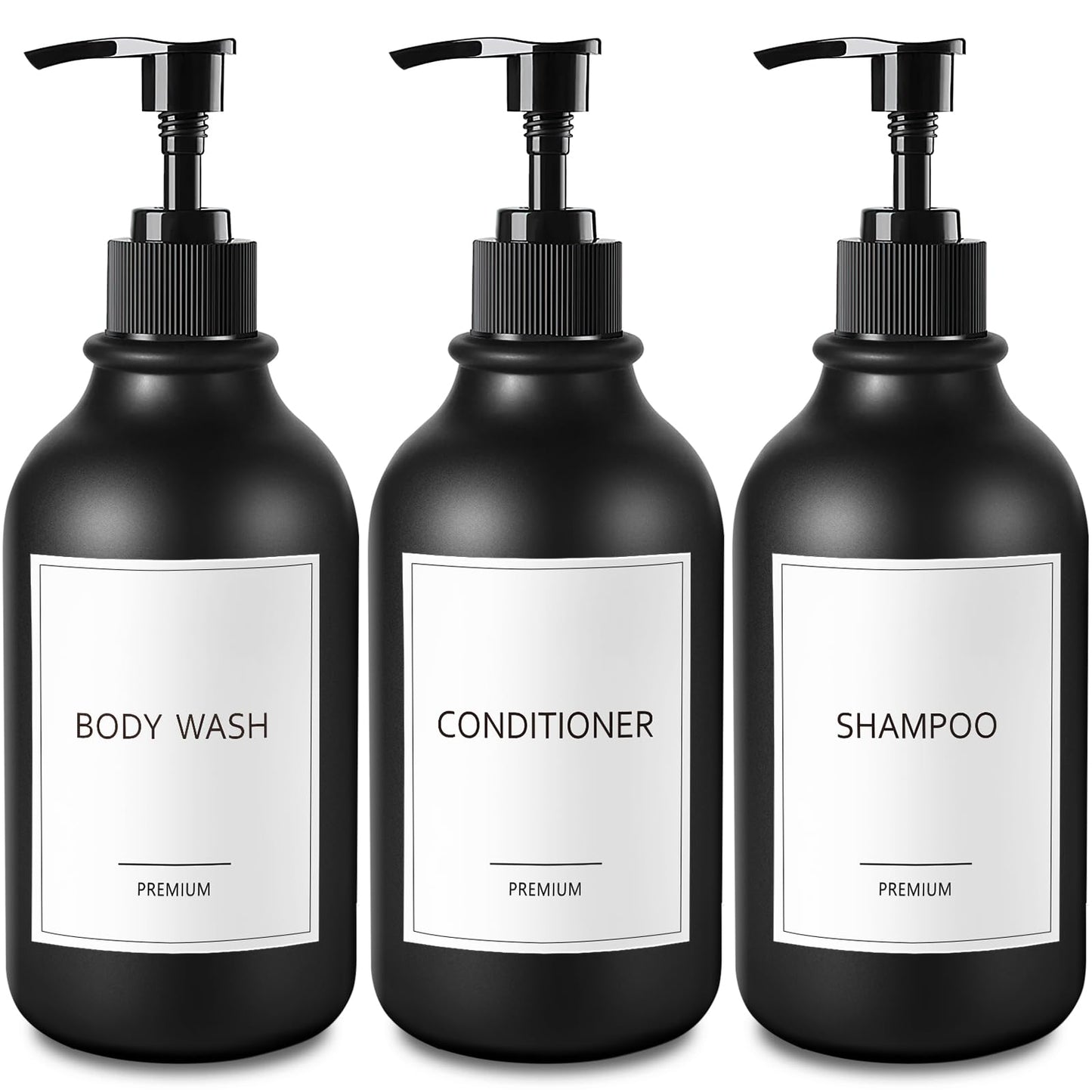 GMISUN Shampoo and Conditioner Bottles, Plastic Black Shampoo Dispenser