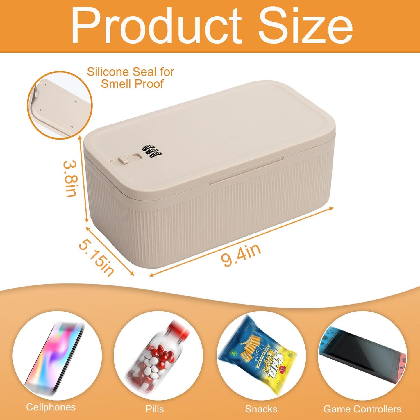Sightday Lockable Storage Box,Medicine Storage Box,Fridge Lock Box For Kitchen/Home/School/Fridge/Personal/Travel/Office/Cell Phone(Beige)