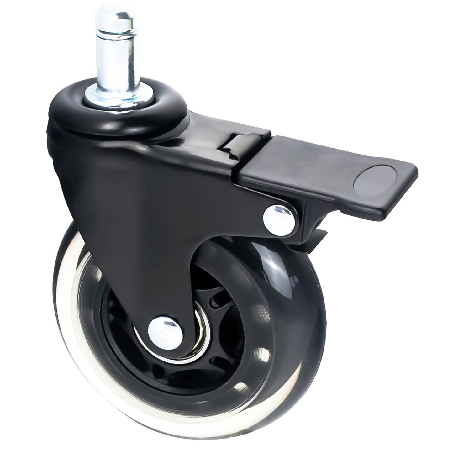 HMF 5-Pack Hard Floor Swivel Castors with Brake | 11 mm, Polyurethane, 75 mm, Black