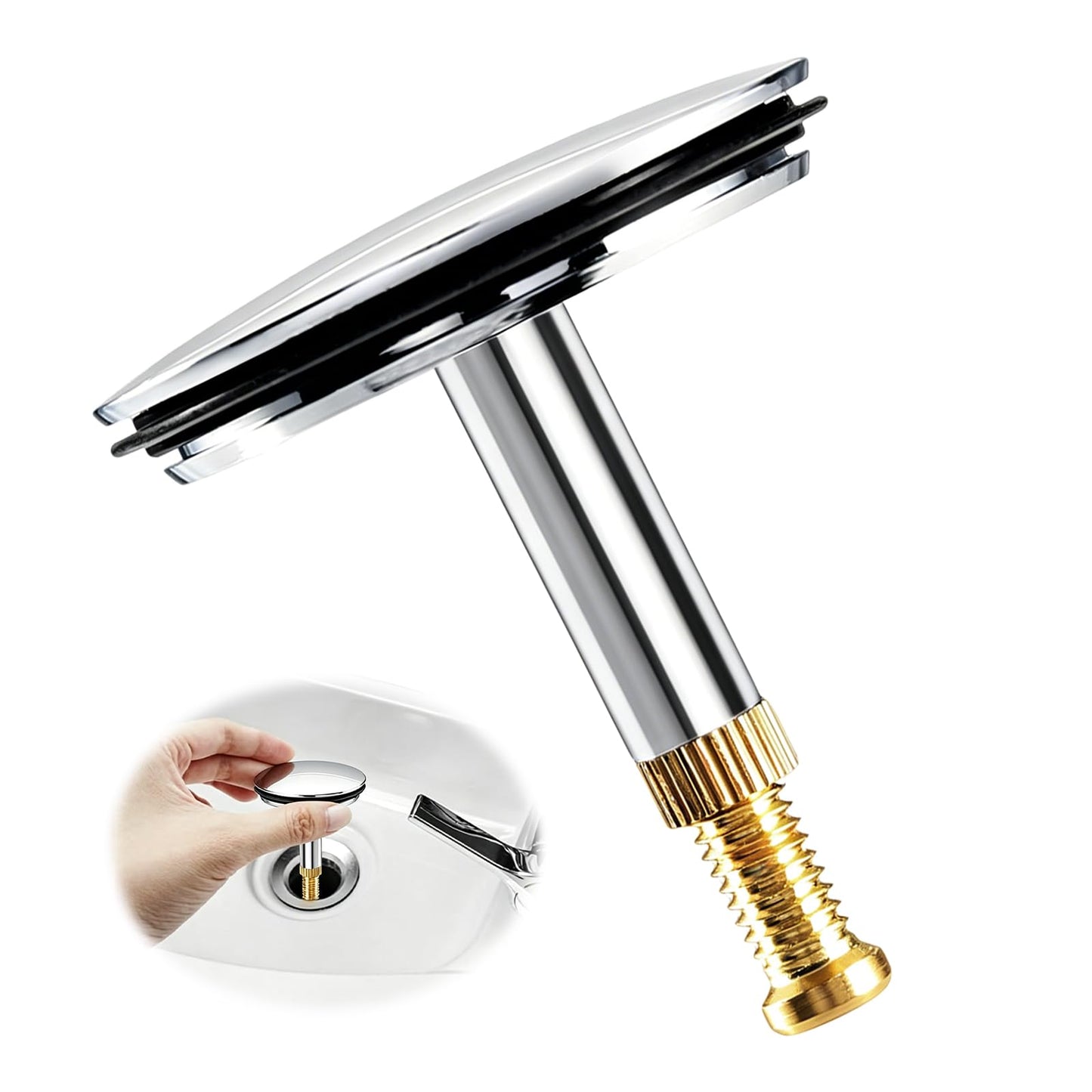 TQIOQIY 43mm Adjustable Bath Plug, Heavy Duty Brass Chrome Bathtub Drain Stopper, Height Adjustable Pop-Up Bathtub Plug 55mm