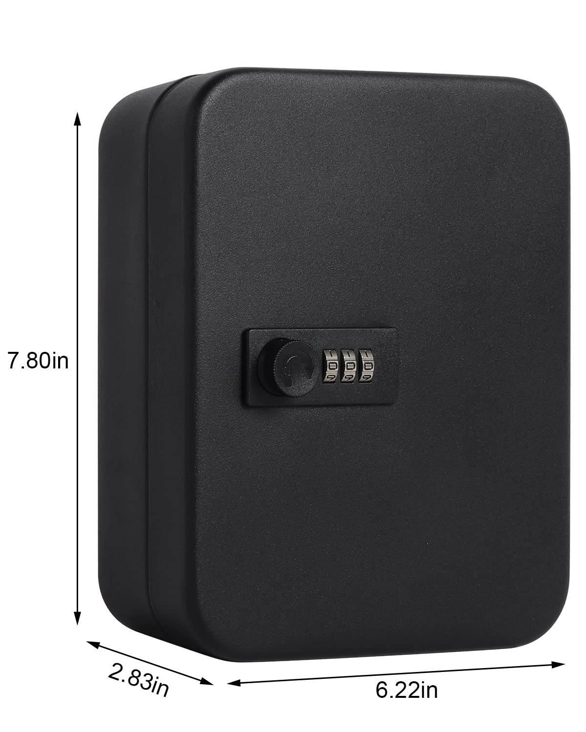 Parrency Combination Lock Key Box with 20 Hooks, Large Wall Mount Combination Lock Cabinet, 7 4/5" x 6 3/10" x 3" (Key Tags Included)