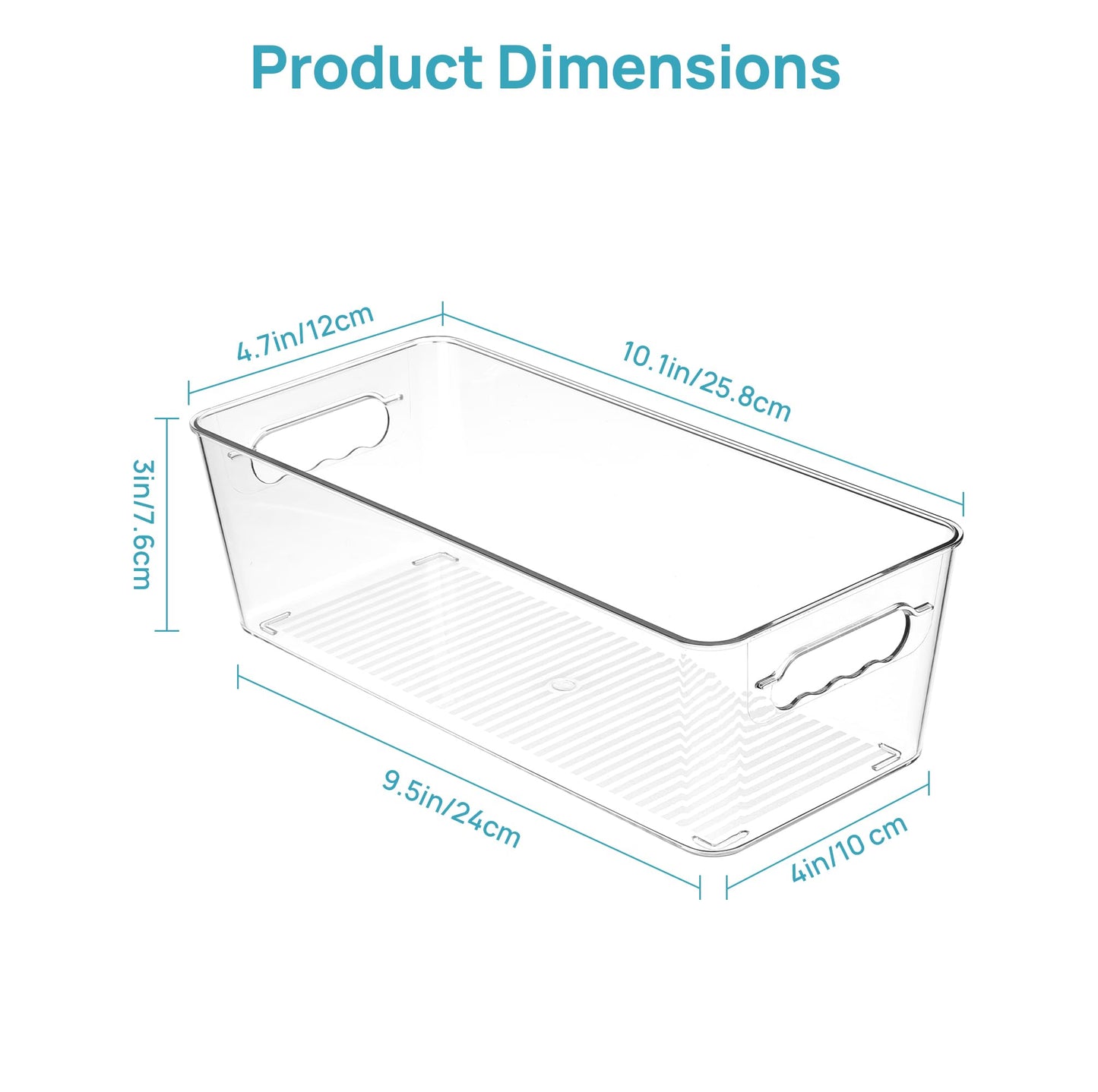 Vtopmart Narrow Clear Plastic Storage Boxes for Kitchen Cupboard 6Pack