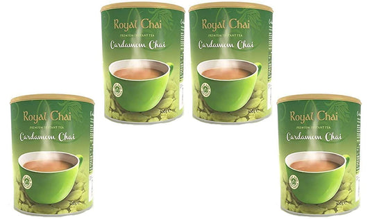 Royal Chai Elaichi Unsweetened Tub 400g (Pack of 4) ? Premium Instant Tea ? Cardamom Tea ? Natural ? Instant Cardamom Indian Tea