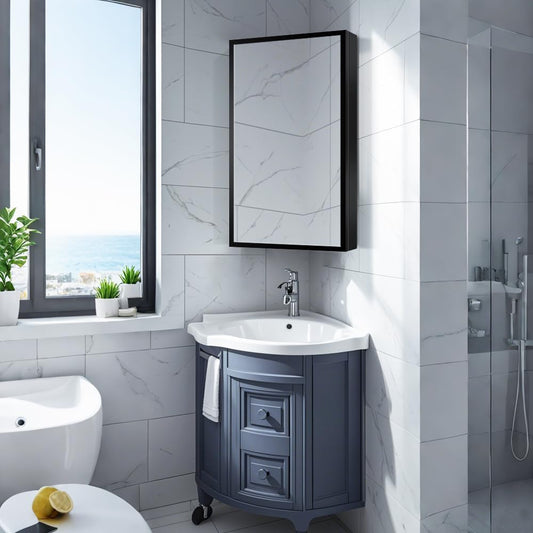 Janboe Corner Mirror Cabinet,35?70cm,Aluminum Framed,Powder Coating Cabinet