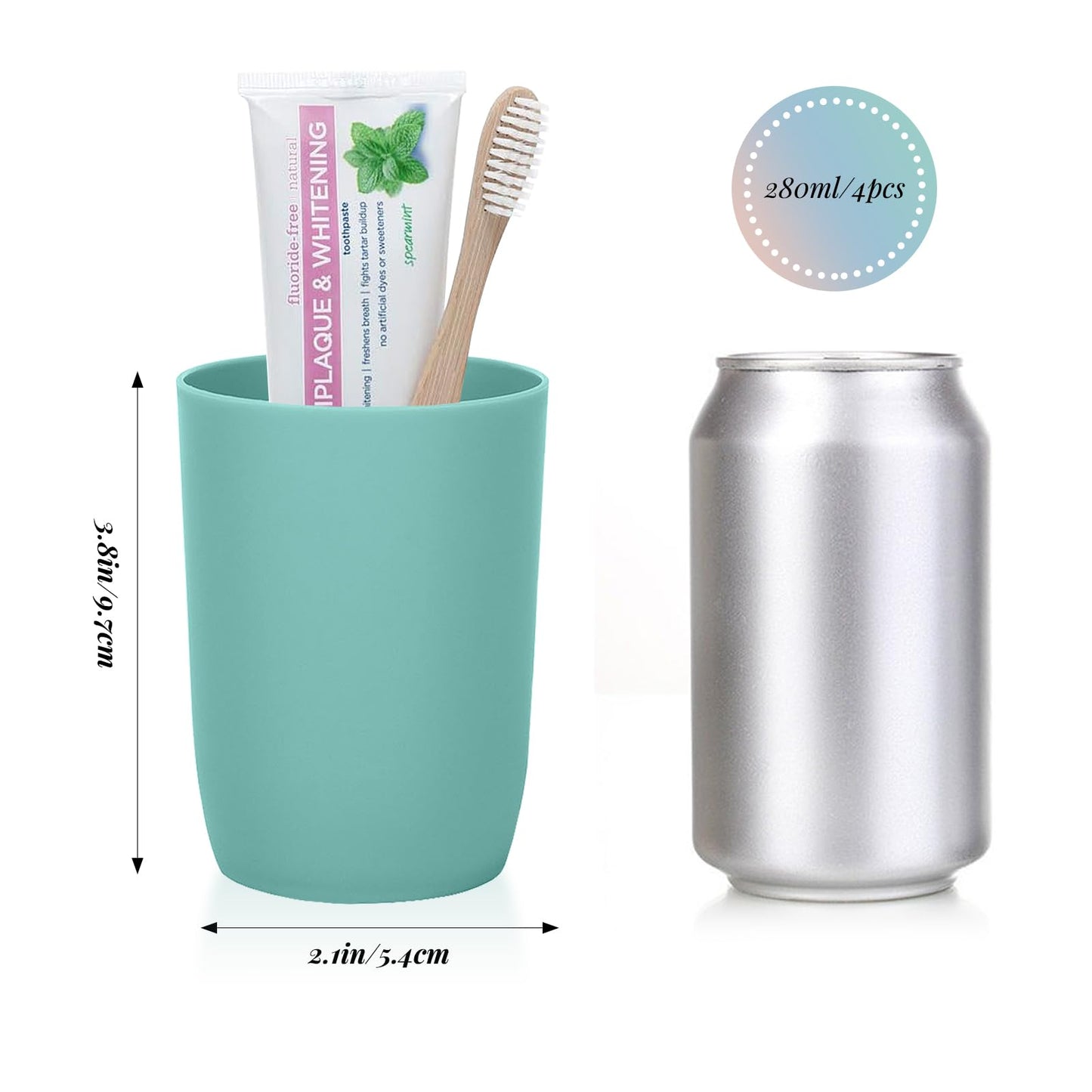 AstraLoom 280ml × 4 Toothbrush Cups Set, Stackable Portable Plastic Drinking Cup, Mouthwash Cup, Suitable for Bathroom/Kitchen/Picnic/Travel