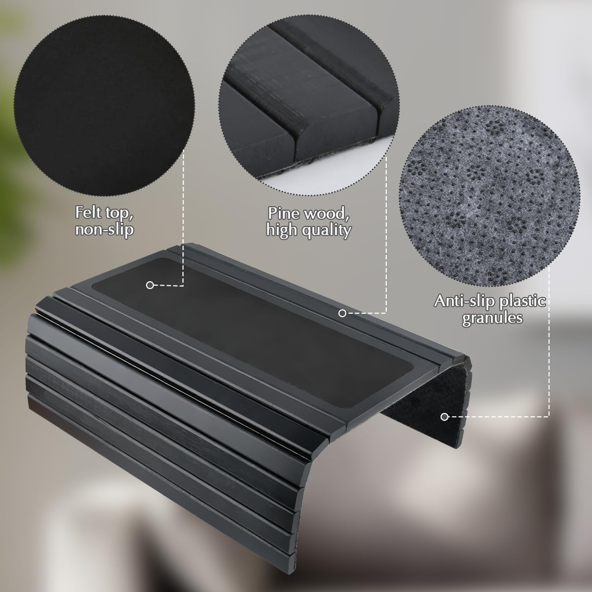 DODUOS Sofa Arm Tray Foldable Armchair Tray,Wooden Sofa Arm Table,Non-Slip Couch Arm Table,Felt With Base to Protect Furniture for Drinks Remote