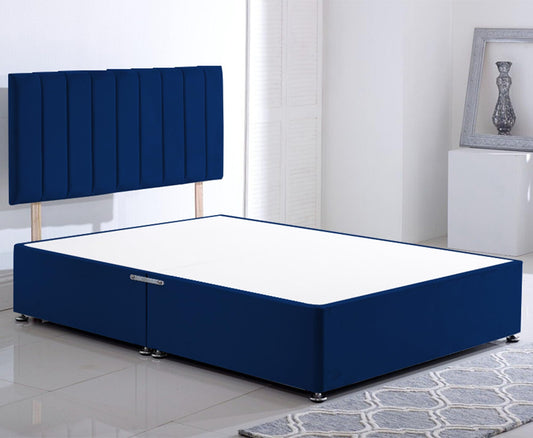 ComfoRest Small Double Divan Bed with No Drawers - 4FT - (Blue Plush) - Minimalist Frame for Compact Spaces - Reliable Design for Versatile Living