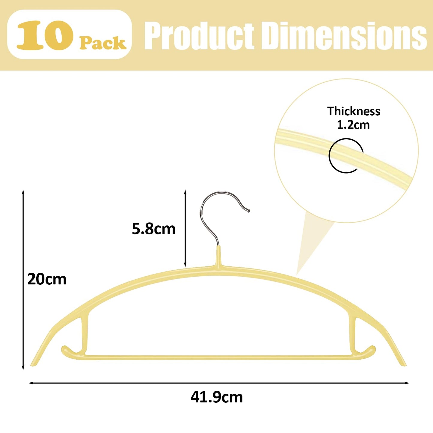 10 Pack Sweater Clothes Hanger No Shoulder Bump 42CM Wide Heavy Duty Coat Metal Hangers for Closet Non Slip PVC-Coating for