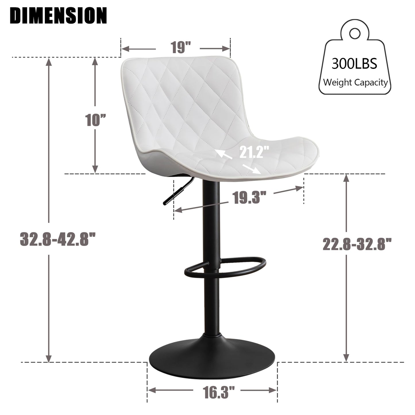 Kidol&Shellder Bar Stools Set of 2 Modern Kitchen Stools, White