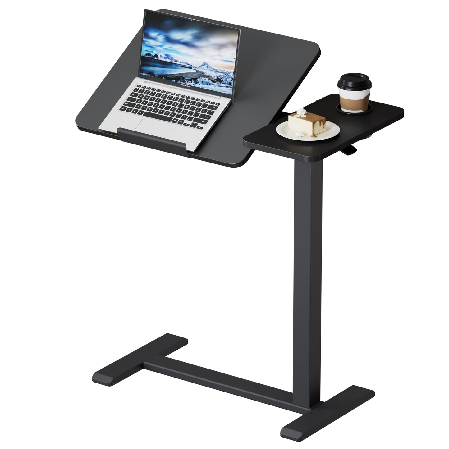 BZIUM Overbed Bedside Table with Hidden Wheels, Adjustable Medical Tilt Top Hospital Bed Table Over The Bed, Rolling Desk Mobile Standing Desk