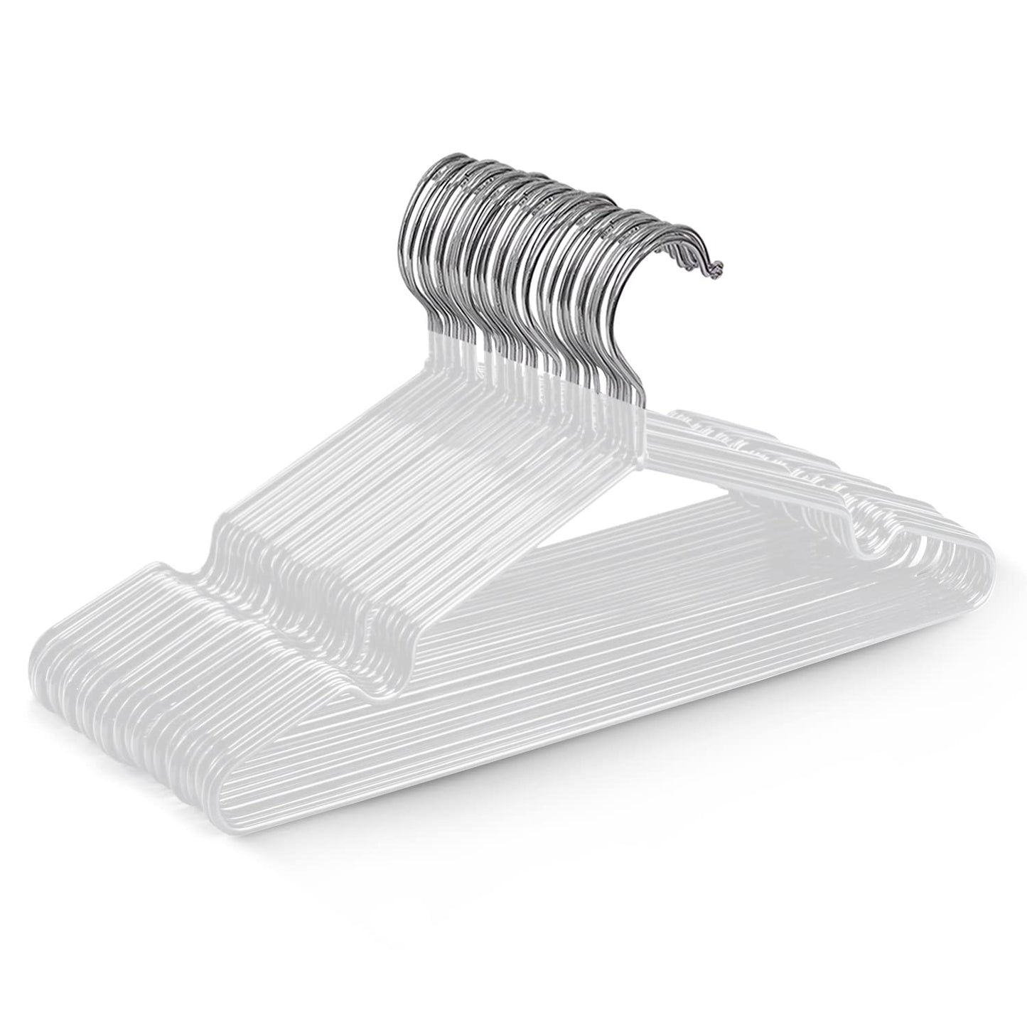 KEPLIN 20x Premium Rubber Coated Metal Hangers - Heavy Duty - Space Saving Organiser Clothes Hangers For Wardrobes Coat Rack Rails (White)