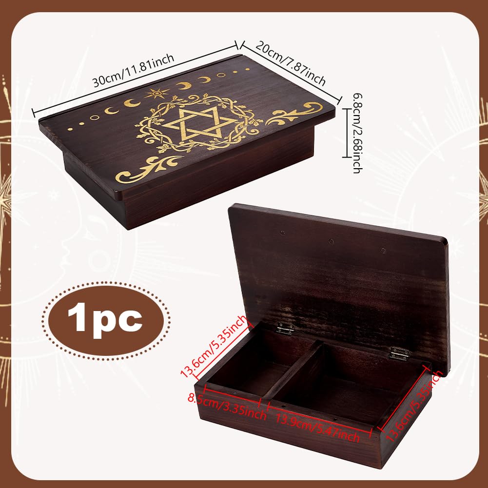 PH PandaHall Altar Table, 1.8x7.9x2.7in Wooden Meditation Storage Box Pentagram Moon Wiccan Tables Meditation Table with Storage Space and Card
