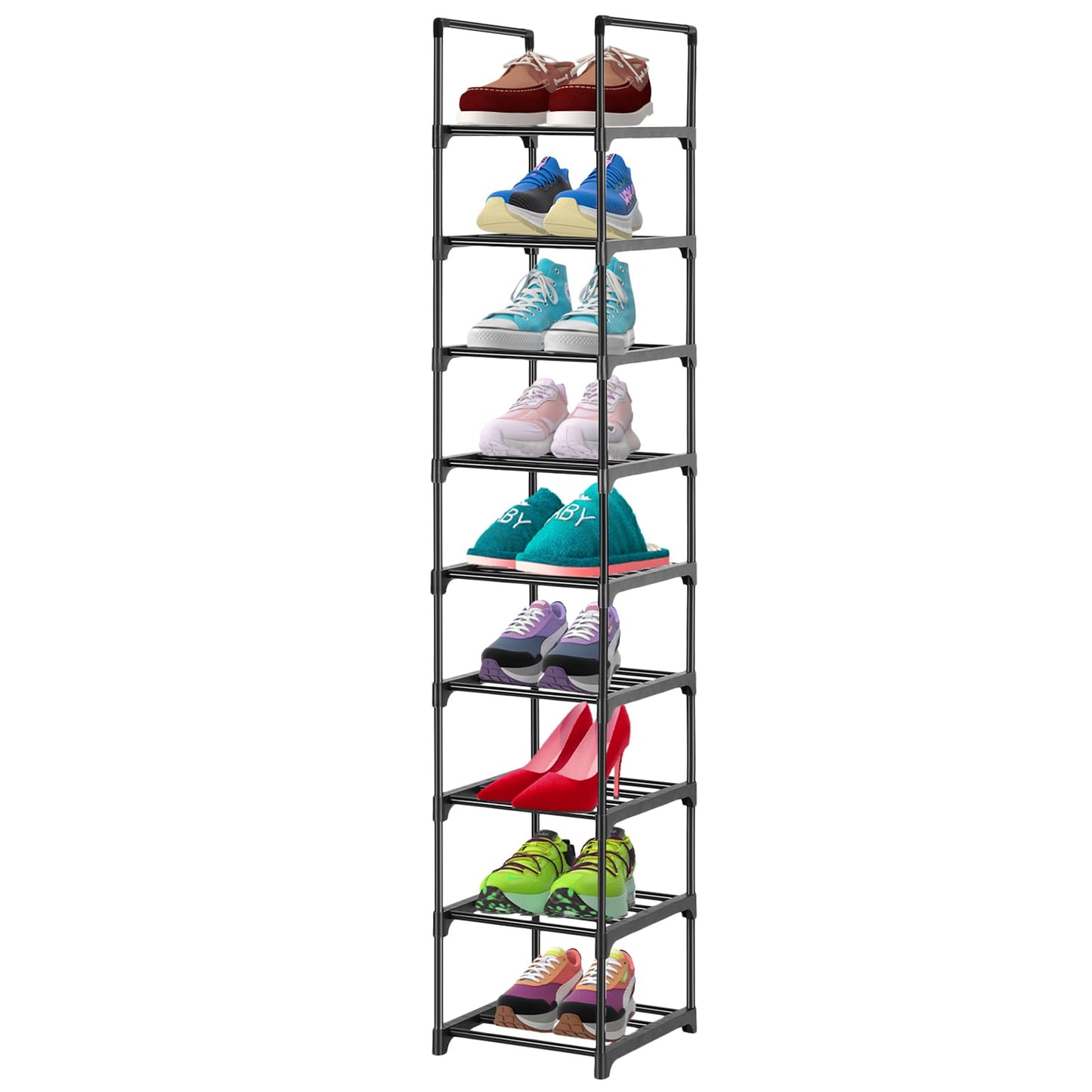 Dyserbuy 9 Tier Shoe Rack, Tall Shoe Storage Organiser, Narrow Shoe Rack Slim, Vertical Shoe Stand Shelf for Closet, Living Room, Bedroom, Entryway
