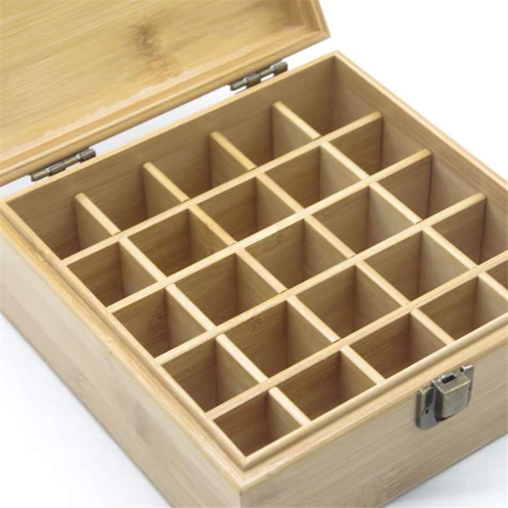 Gracelaza Bamboo Storage Box for Aromatherapy Essential Oil - Wooden Box for 25 Bottles - Ideal Organizer for Travel and Presentation #B