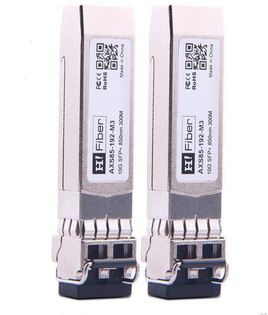 H!Fiber.com ?2Pack? 10G SFP+ SR Module, 10G/S SFP+ Multimode Transceiver(300m, 850nm), 10Gbase SFP+ SR LC Module for HP J9150A